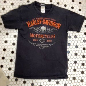 Harley Davidson Skull T Shirt Size Small Black Skull South Bend IN 2 Side Unisex